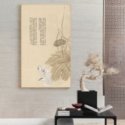 新中式禅意中国风玄关装饰画客厅挂画书房字画壁画莲蓬走廊画-A